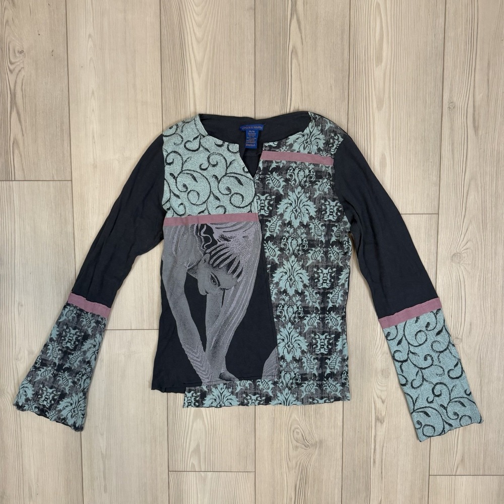 Cirque du Soleil Asymmetrical Artwear Tunic Long Sleeve Patchwork Graphic XL